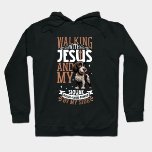 Jesus and dog - Slovak Rough-haired Pointer Hoodie